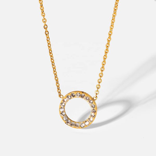 classic dign gold plated hollow necklac jewelry stainls steel choker round cubic zirconia necklace for women, Silver
classic dign gold plated hollow necklac jewelry stainls steel choker round cubic zirconia necklace for women, Silver