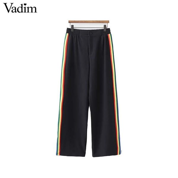 women's pants & capris vadim side color stripe black elastic waist zipper european style casual full length chic trousers pantalones ka, Black;white
women's pants & capris vadim side color stripe black elastic waist zipper european style casual full length chic trousers pantalones ka, Black;white