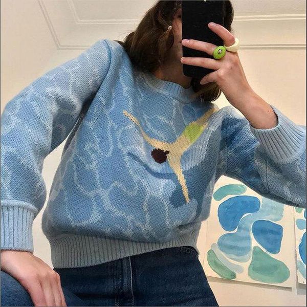 women's sweaters 2021 autumn sweater women casual jacket round neck long sleeve simple trend loose ocean diving printing knitted pullov, White;black
women's sweaters 2021 autumn sweater women casual jacket round neck long sleeve simple trend loose ocean diving printing knitted pullov, White;black