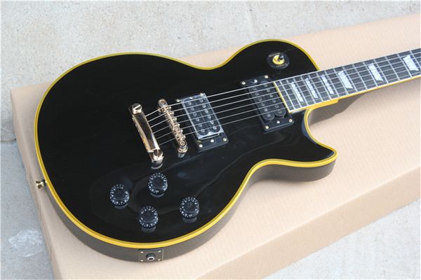 china oem customized black guitar with yellow binding, ebony fretboard electric guitar
china oem customized black guitar with yellow binding, ebony fretboard electric guitar