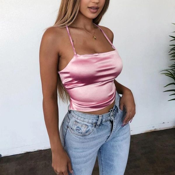 2021 fashion women style satin silk backless back bandage vest blouse strappy summer beach cami tank women's tanks &, White
2021 fashion women style satin silk backless back bandage vest blouse strappy summer beach cami tank women's tanks &, White