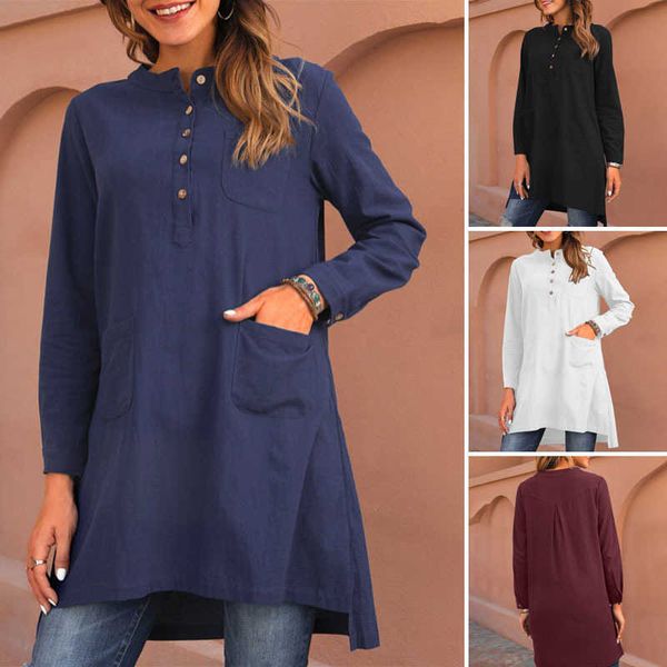 women's blouses & shirts blouses plus size vintage solid asymmetrical blouse casual long sleeve blusas female button cotton tuni klyf, White
women's blouses & shirts blouses plus size vintage solid asymmetrical blouse casual long sleeve blusas female button cotton tuni klyf, White