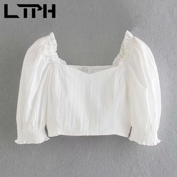vintage palace style shirt square collar puff sleeve womens and blouses casual short white blouse summer 210427
vintage palace style shirt square collar puff sleeve womens and blouses casual short white blouse summer 210427