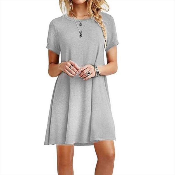 summer short sleeves midi womens dresses swing t shirt plus size plain solid color crew neck casual loose pullover tunic, Black;gray
summer short sleeves midi womens dresses swing t shirt plus size plain solid color crew neck casual loose pullover tunic, Black;gray