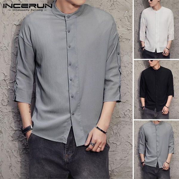 men's casual shirts incerun 2021 men shirt /4 sleeve stand collar solid color blouse button leisure sunscreen camisa s-5xl, White;black
men's casual shirts incerun 2021 men shirt /4 sleeve stand collar solid color blouse button leisure sunscreen camisa s-5xl, White;black