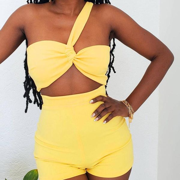 women's tracksuits ladies summer club streetwear 2 pieces solid one shoulder knotted crop +high waist shorts women fitness clothes, Gray
women's tracksuits ladies summer club streetwear 2 pieces solid one shoulder knotted crop +high waist shorts women fitness clothes, Gray
