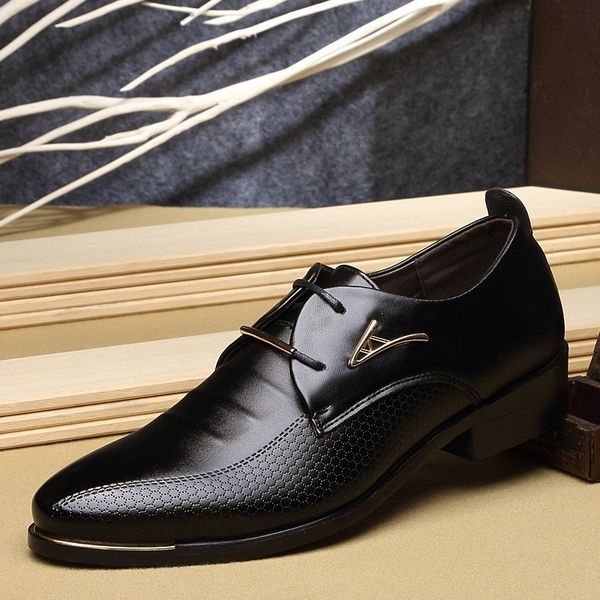 daily leather shoes men's low pointed formal large fashion busins, Black 
daily leather shoes men's low pointed formal large fashion busins, Black