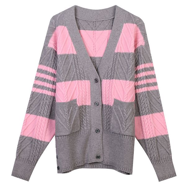 women's jackets winter fashion women clothes knitwear 2021 long sleeve v-neck stripe contrast color thick loose knit cardigan jacket 49, Black;brown
women's jackets winter fashion women clothes knitwear 2021 long sleeve v-neck stripe contrast color thick loose knit cardigan jacket 49, Black;brown