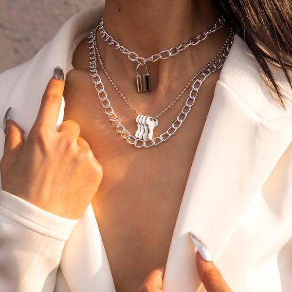 lacteo neo gothic lock and key pendant necklace for women 2021 harajuku multilayer clavicle chain choker jewelry gifts necklaces, Silver
lacteo neo gothic lock and key pendant necklace for women 2021 harajuku multilayer clavicle chain choker jewelry gifts necklaces, Silver