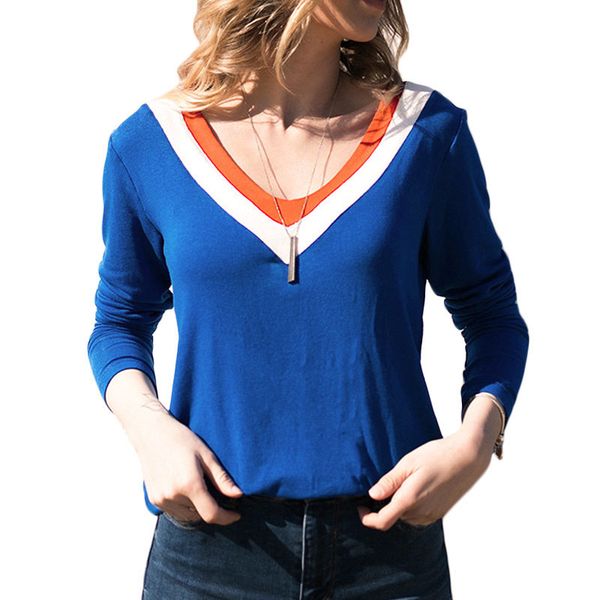 women's rogi autumn long sleeve t-shirt women striped patchwork casual v-neck shirt femme ladies tee shirts camiseta feminina, White
women's rogi autumn long sleeve t-shirt women striped patchwork casual v-neck shirt femme ladies tee shirts camiseta feminina, White