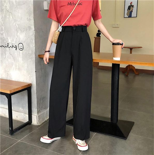 women's pants & capris limiguyue summer women wide leg thin long trousers high waist pockets button casual bottoms all match femme k380, Black;white
women's pants & capris limiguyue summer women wide leg thin long trousers high waist pockets button casual bottoms all match femme k380, Black;white