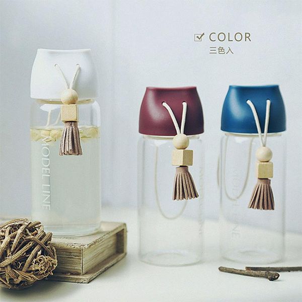 water bottles 1pc portable creative glass bottle with tassel beverage juice drinking clear container