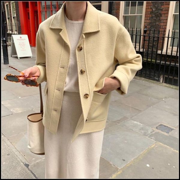 women's jackets small tweed coat short korean autumn and winter single breasted double faced cashmere women, Black;brown
women's jackets small tweed coat short korean autumn and winter single breasted double faced cashmere women, Black;brown