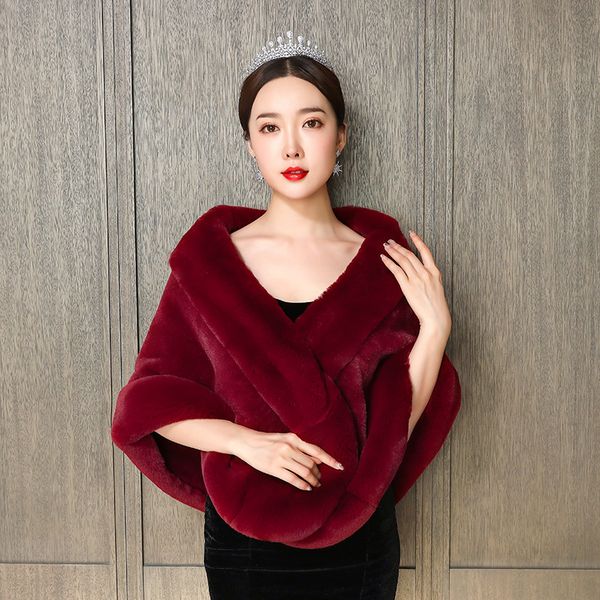 wedding cape winter wraps new style imitation fox fur cape red/burgundy cloak coat brides special party cheongsam outside, White
wedding cape winter wraps new style imitation fox fur cape red/burgundy cloak coat brides special party cheongsam outside, White