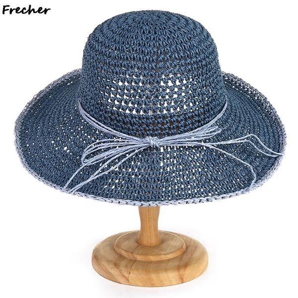 trendy women's summer beach sunhat bowknot breathable straw hat floppy outdoor casual temperament sunscreen hats wide brim, Blue;gray
trendy women's summer beach sunhat bowknot breathable straw hat floppy outdoor casual temperament sunscreen hats wide brim, Blue;gray