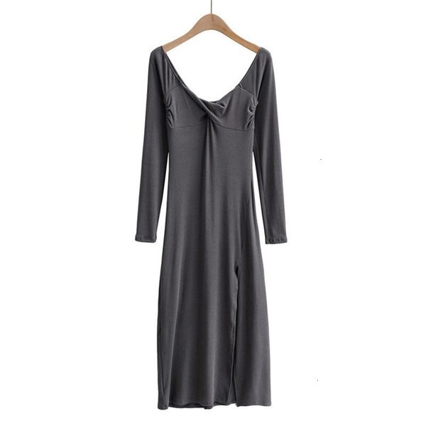 temperament casual dresses style chest cross design long sleeve dress women's high slit hip skirt, Black;gray
temperament casual dresses style chest cross design long sleeve dress women's high slit hip skirt, Black;gray
