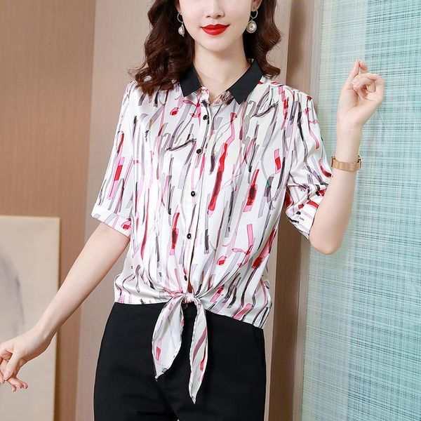 women's blouses & shirts silk shirt summer blouse for women printing striped clothing 2021 red neck strap basic button, White
women's blouses & shirts silk shirt summer blouse for women printing striped clothing 2021 red neck strap basic button, White