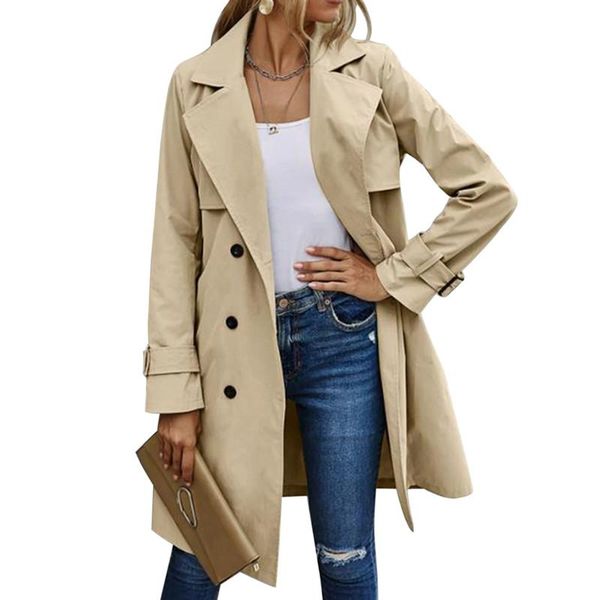 women's trench coats elegant fashion women solid color outerwear double breasted long sleeve lapel belted autumn spring, Tan;black
women's trench coats elegant fashion women solid color outerwear double breasted long sleeve lapel belted autumn spring, Tan;black