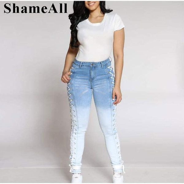 women's jeans bandage lace up bodycon white blue gradient color pencil mom street criss cross push party club denim pant outfit
women's jeans bandage lace up bodycon white blue gradient color pencil mom street criss cross push party club denim pant outfit
