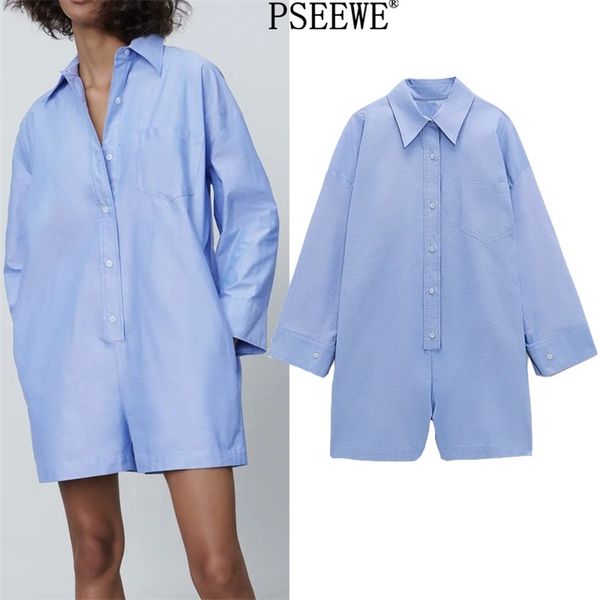 blue shirt-style short jumpsuit women casual spring summer pocket long sleeve playsuits woman fashion rompers 210519, Black;white
blue shirt-style short jumpsuit women casual spring summer pocket long sleeve playsuits woman fashion rompers 210519, Black;white