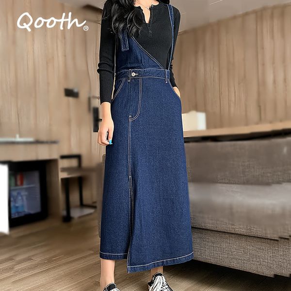 qooth vintage patchwork mid-calf length denim strap dress women autumn winter korean plus size 4xl irregular pocket style qt355 210518, Black;gray
qooth vintage patchwork mid-calf length denim strap dress women autumn winter korean plus size 4xl irregular pocket style qt355 210518, Black;gray