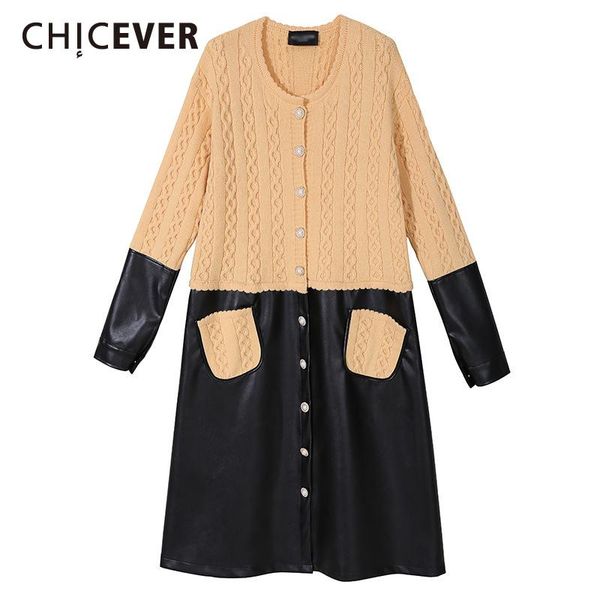 casual dresses chicever dress for women o neck long sleeve knitting patchwork pu hem oversize mid female 2021 autumn clothes, Black;gray
casual dresses chicever dress for women o neck long sleeve knitting patchwork pu hem oversize mid female 2021 autumn clothes, Black;gray