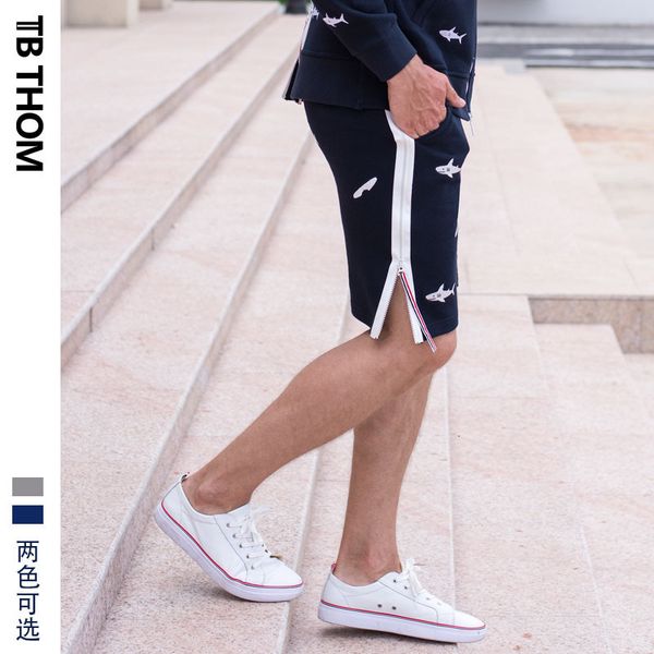 tb thom two sides waterproof double zipper shark embroidery fashion men's shorts capris, White;black
tb thom two sides waterproof double zipper shark embroidery fashion men's shorts capris, White;black