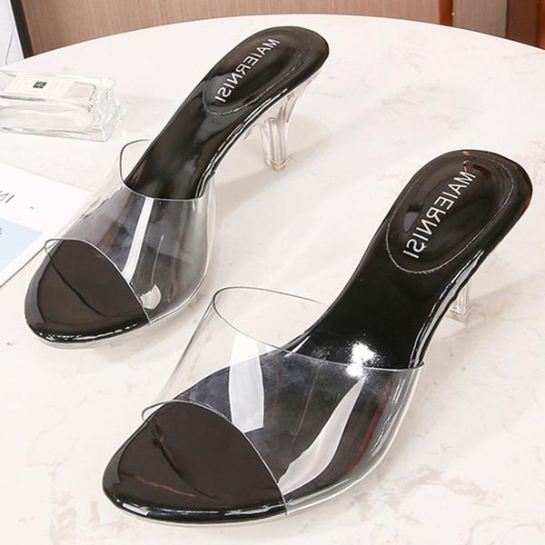 crystal mid-heel slippers casual brand high heel 6.5cm ladies transparent daily shopping, Black
crystal mid-heel slippers casual brand high heel 6.5cm ladies transparent daily shopping, Black