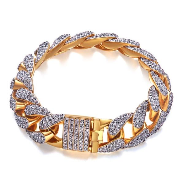 link, chain 15mm wide hip hop bling iced out gold cuban bracelet cz zircon miami link bangle bracelets men rapper jewelry, Black
link, chain 15mm wide hip hop bling iced out gold cuban bracelet cz zircon miami link bangle bracelets men rapper jewelry, Black