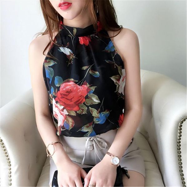 chiffon sleeveless halter stripe flower womens shirt dot black white summer woman fashion elegant blusas zy3394
chiffon sleeveless halter stripe flower womens shirt dot black white summer woman fashion elegant blusas zy3394
