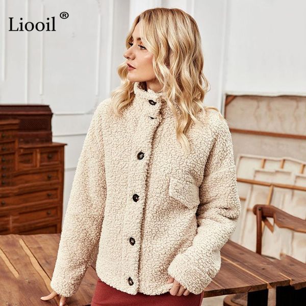 khaki fleece coats and jackets woman 2021 button up long sleeve stand collar ladies winter casual fluffy warm keeping outwears women's, Black;brown
khaki fleece coats and jackets woman 2021 button up long sleeve stand collar ladies winter casual fluffy warm keeping outwears women's, Black;brown