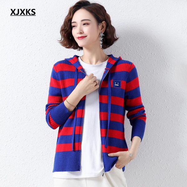 women's knits & tees xjxks fashion hooded women cardigan 2021 spring autumn high elasticity comfortable wool knitted zipper jacket swea, White
women's knits & tees xjxks fashion hooded women cardigan 2021 spring autumn high elasticity comfortable wool knitted zipper jacket swea, White