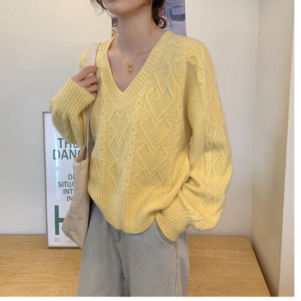 women's sweaters pullover female loose korean autumn winter warm soft v neck long sleeved solid knit sweater casual basic jumper women, White;black
women's sweaters pullover female loose korean autumn winter warm soft v neck long sleeved solid knit sweater casual basic jumper women, White;black