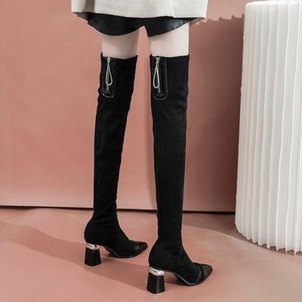 boots women's spring over the knee ladies quality suede high heels shoes fashion black pointed thick heel female footwear
boots women's spring over the knee ladies quality suede high heels shoes fashion black pointed thick heel female footwear