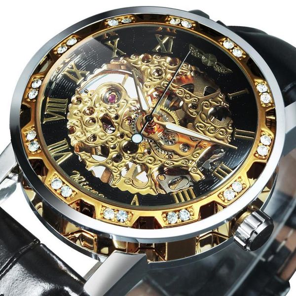 brand luxury watch man 2020 skeleton mechanical watches crystal iced out leather strap wristwatches lover's gift, Slivery;brown
brand luxury watch man 2020 skeleton mechanical watches crystal iced out leather strap wristwatches lover's gift, Slivery;brown