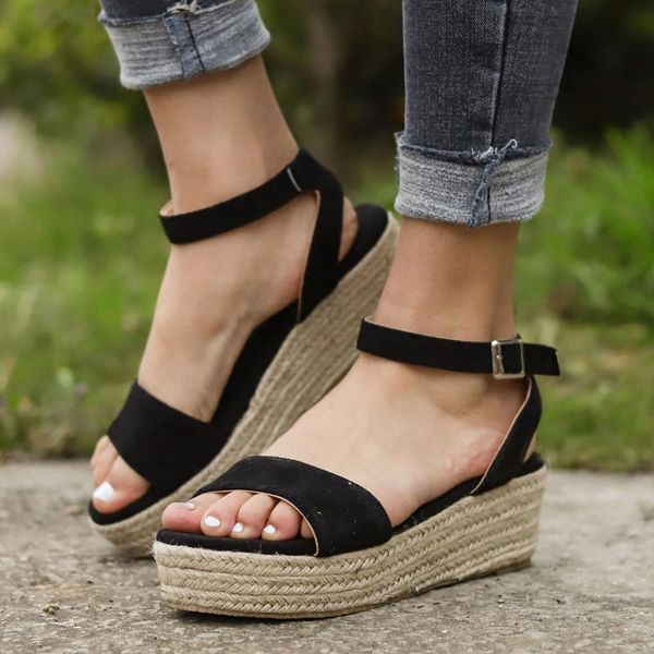sandals summer platform women peep toe high wedges heel ankle buckles sandalia espadrilles female beach shoes, Black
sandals summer platform women peep toe high wedges heel ankle buckles sandalia espadrilles female beach shoes, Black