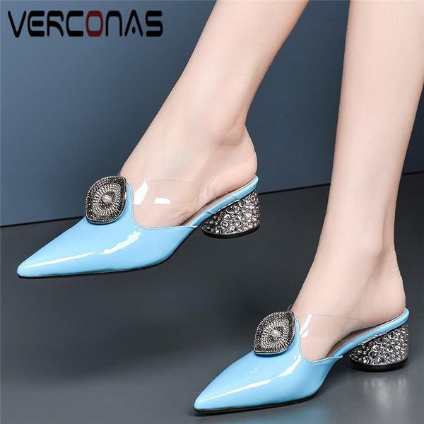 dress shoes verconas women pearl slippers mules metal decoration round heel pointed toe classic design high heeled sandals woman, Black
dress shoes verconas women pearl slippers mules metal decoration round heel pointed toe classic design high heeled sandals woman, Black