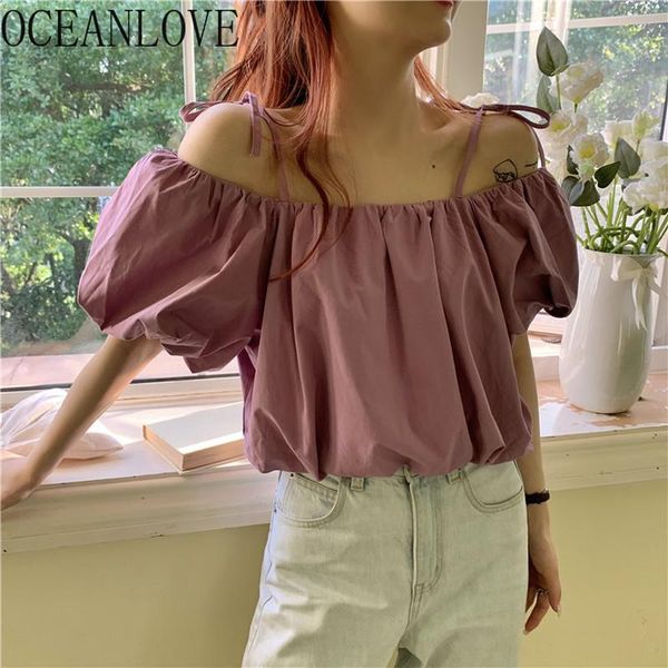 women's blouses & shirts oceanlove off shoulder women solid 2021 sweet summer puff sleeve blusas korean fashion bow 16981, White
women's blouses & shirts oceanlove off shoulder women solid 2021 sweet summer puff sleeve blusas korean fashion bow 16981, White