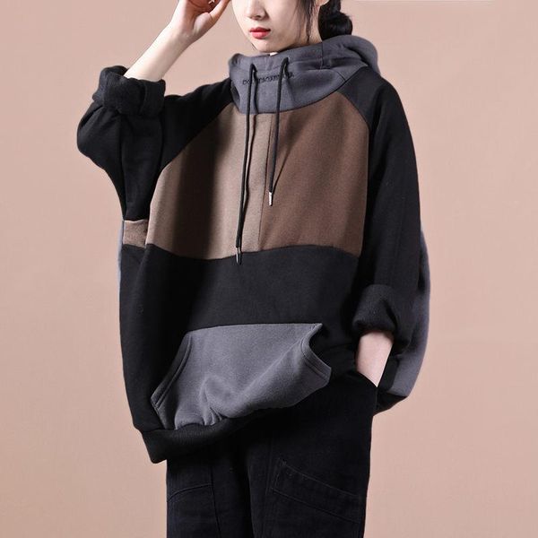 women's hoodies & sweatshirts oversized winter sweatshirt women 2021 korean loose contrast stitching high collar plus velvet ladies jac, Black
women's hoodies & sweatshirts oversized winter sweatshirt women 2021 korean loose contrast stitching high collar plus velvet ladies jac, Black