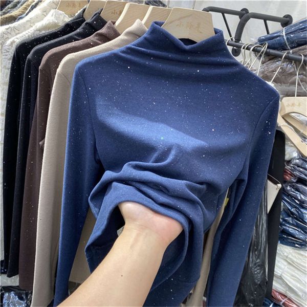 women's sweaters hoodies double sided velvet polished silk half high collar bottomed shirt for autumn and winter hlwc, White;black
women's sweaters hoodies double sided velvet polished silk half high collar bottomed shirt for autumn and winter hlwc, White;black