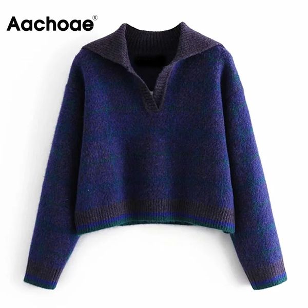 aachoae vintage plaid cropped sweater jumper women casual turn down collar knitted pullover female long sleeve chic 210413, White;black
aachoae vintage plaid cropped sweater jumper women casual turn down collar knitted pullover female long sleeve chic 210413, White;black
