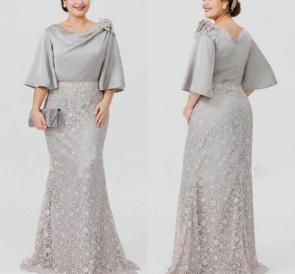 grey silver lace mother of the bride dresses half sleeves mermaid wedding guest dress plus size formal evening prom party gowns, Black;red
grey silver lace mother of the bride dresses half sleeves mermaid wedding guest dress plus size formal evening prom party gowns, Black;red