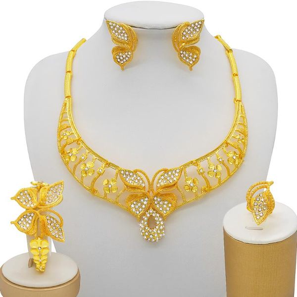 earrings & necklace gold color jewelry set pretty women wedding lucky clover bracelet ring dubai ladies jewellery party, Silver
earrings & necklace gold color jewelry set pretty women wedding lucky clover bracelet ring dubai ladies jewellery party, Silver