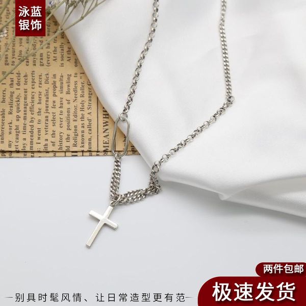 s925 sterling sier personalized cross pendant ab necklace light luxury chain body high sense heavy industry autumn and winter, White
s925 sterling sier personalized cross pendant ab necklace light luxury chain body high sense heavy industry autumn and winter, White