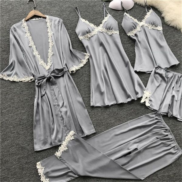 women's sleepwear 5pcs silk robes suit women lace trim kimono bathrobe set bride bridesmaid wedding comfort loungewear loose casual nig, Black;red
women's sleepwear 5pcs silk robes suit women lace trim kimono bathrobe set bride bridesmaid wedding comfort loungewear loose casual nig, Black;red