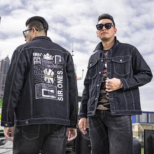 men's jackets men jacket plus size trendy brand silver fertilizer to increase loose cotton denim embroidered clothes coat, Black;brown
men's jackets men jacket plus size trendy brand silver fertilizer to increase loose cotton denim embroidered clothes coat, Black;brown