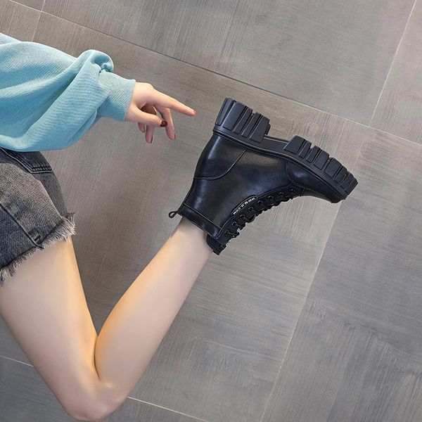boots 2021 autumn winter leather thick bottom slope heel increased antiskid short cotton shoes british, Black
boots 2021 autumn winter leather thick bottom slope heel increased antiskid short cotton shoes british, Black