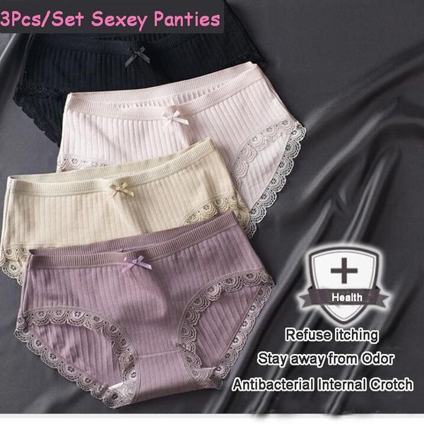 women's panties 3pcs/set soft cotton underwear l-xxl lace panty women underpants girls briefs fashion female lingerie 2021, Black;pink
women's panties 3pcs/set soft cotton underwear l-xxl lace panty women underpants girls briefs fashion female lingerie 2021, Black;pink