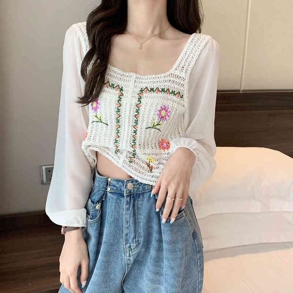 qoerlin embroidered floral square collar chiffon sleeve shirts short shirt women hollow out holiday beach shirts cropped 210416, White
qoerlin embroidered floral square collar chiffon sleeve shirts short shirt women hollow out holiday beach shirts cropped 210416, White