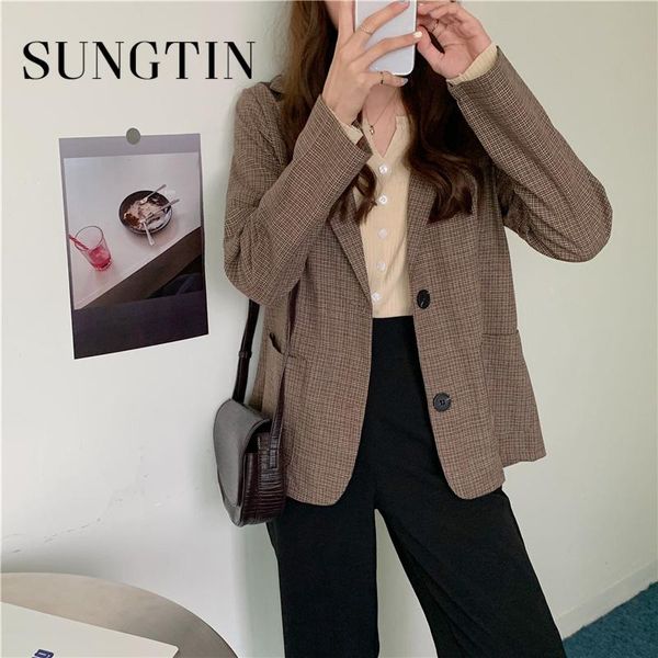 sungtin vintage korean noteched women plaid blazer spring 2021 office lady houndstooth retro casual thin female ol suit women's suits &, White;black
sungtin vintage korean noteched women plaid blazer spring 2021 office lady houndstooth retro casual thin female ol suit women's suits &, White;black